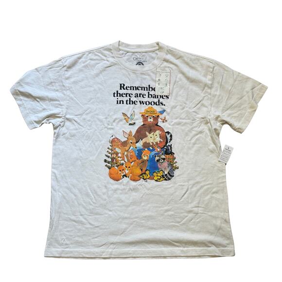 DESERT DREAMER Urban Outfitters Smokey the Bear Beige Recycled Graphic Tee XL - Picture 2 of 6